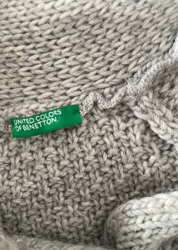 Gri Örgü Kadın Hırka Düğmeli panço - Görsel 5