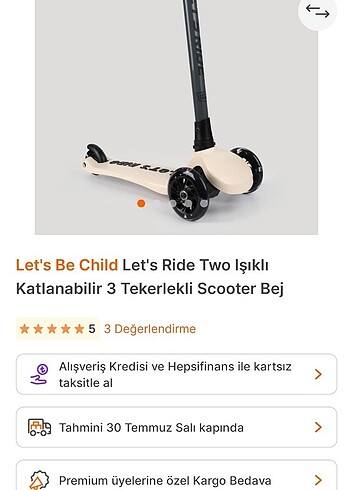 Beden camel Renk Lets be child Işıklı katlanır scooter