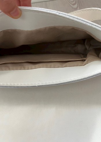 Beyaz Deri Kadın Omuz Çantası - Görsel 2