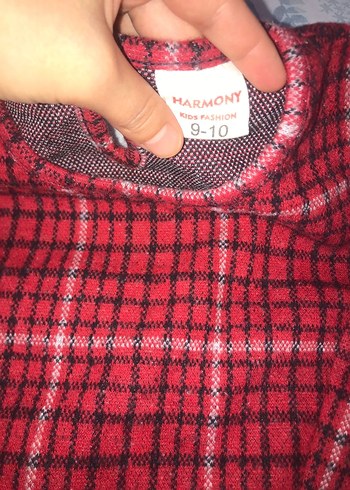 Kız Çocuk Kırmızı Kareli Uzun Kollu Elbise - Görsel 2