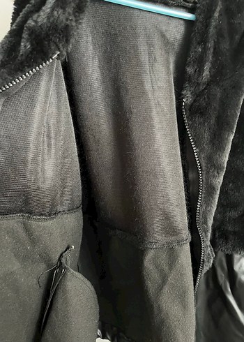 Siyah Deri Kürklü Midi Kadın Kapşonlu - Görsel 3