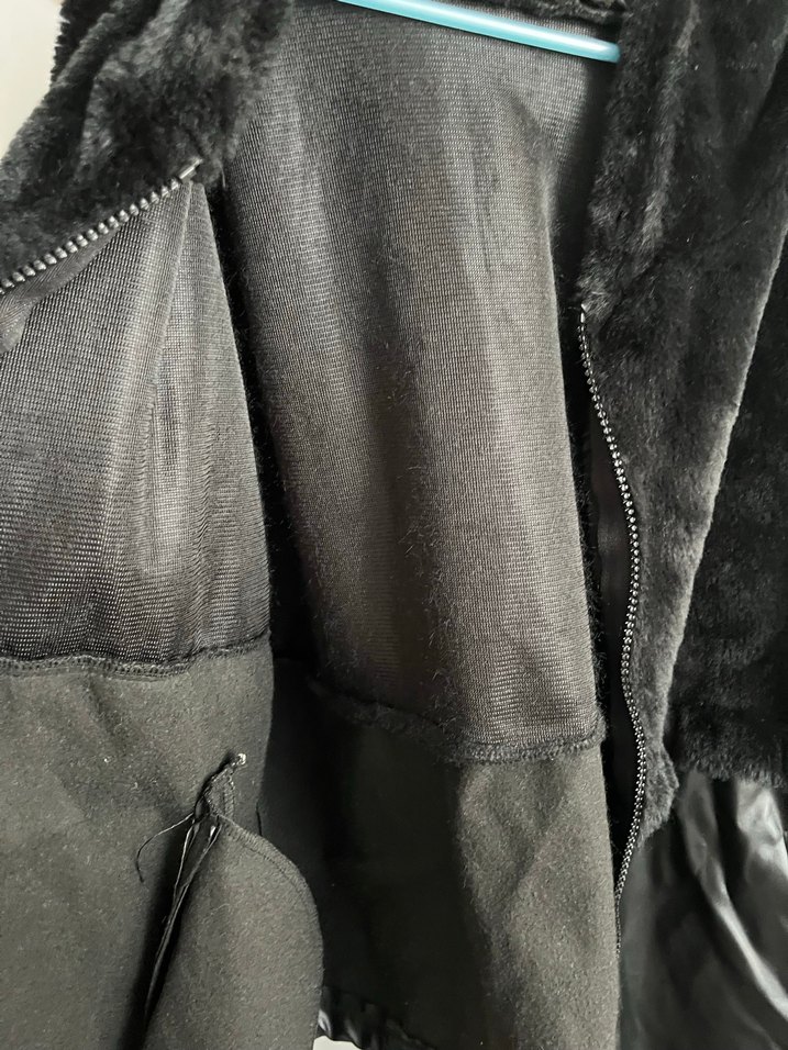 Siyah Deri Kürklü Midi Kadın Kapşonlu - Görsel 3