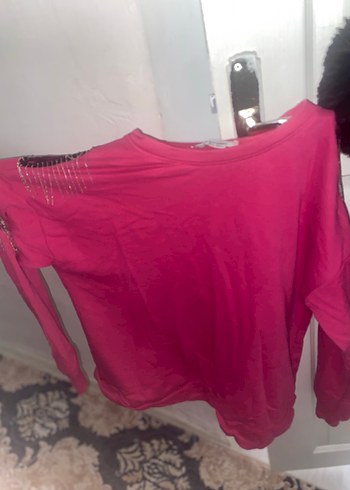 Pembe Fermuarlı Uzun Kollu Hamile Tişörtü - Görsel 3