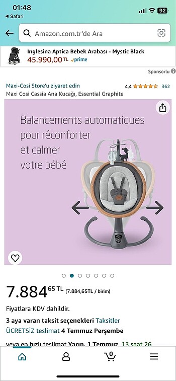 Maxi Cosi Maxi cosi otomatik sallanan ana kucağı