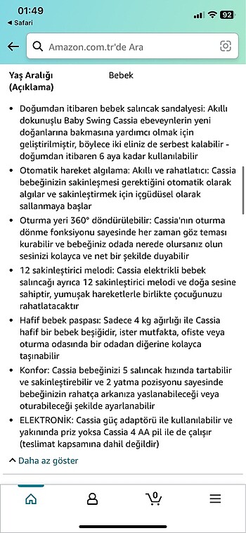 0 - 13 kg Beden Maxi cosi otomatik sallanan ana kucağı