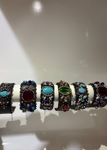 Turkuaz Taşlı Nakışlı Kadın Bileklik - Görsel 3