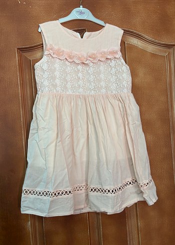 Dantel Detaylı Pembe Kız Çocuk Elbise - Görsel 2