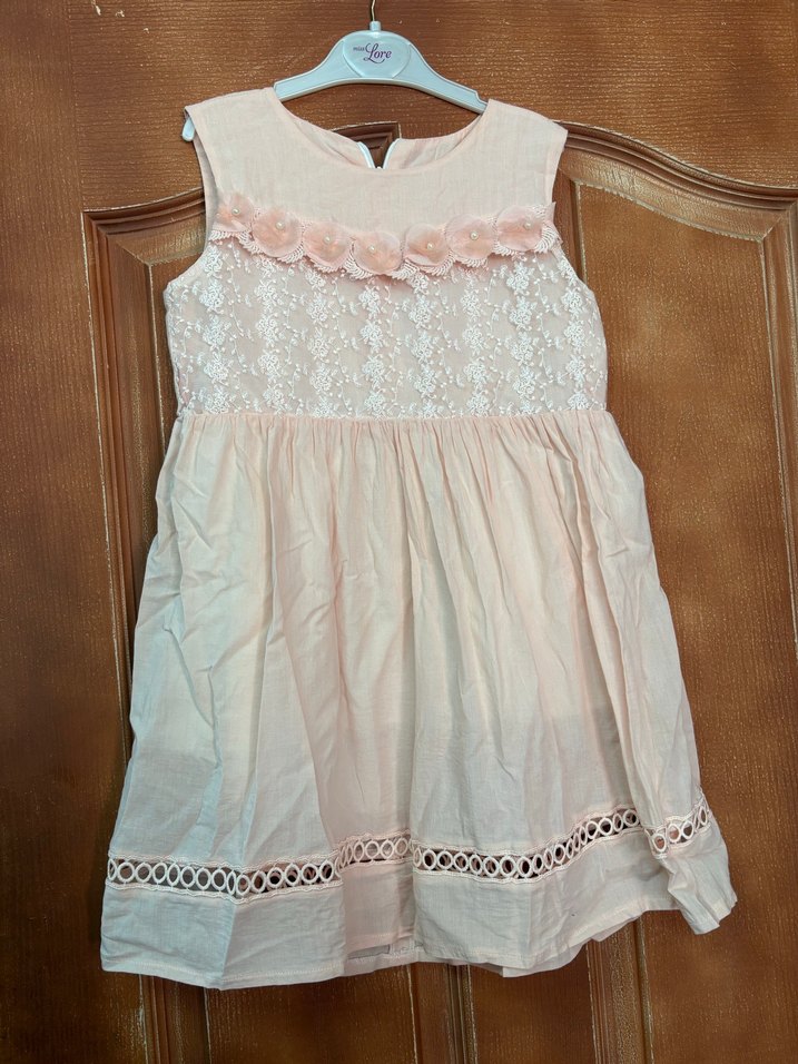 Dantel Detaylı Pembe Kız Çocuk Elbise - Görsel 3