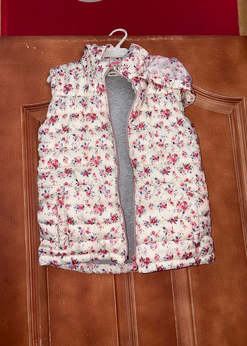 Kız Çocuk Çiçek Desenli Fermuarlı Yelek - Görsel 2