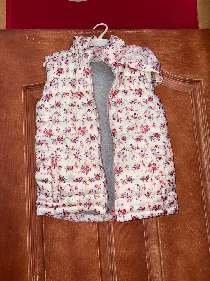 Kız Çocuk Çiçek Desenli Fermuarlı Yelek - Görsel 2