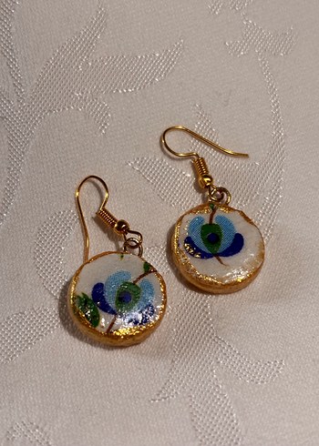 Nakışlı Bohem Vintage Kahverengi Küpe - Görsel 2