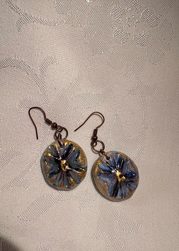 Nakışlı Bohem Vintage Kahverengi Küpe - Görsel 3