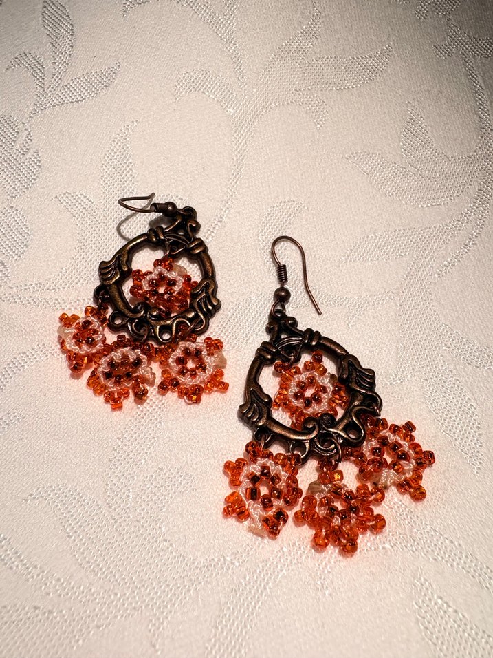 Nakışlı Bohem Vintage Kahverengi Küpe - Görsel 4