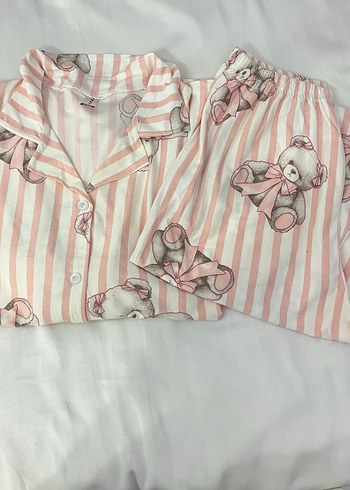 Pembe Ayıcık Desenli Uzun Kollu Kadın Pijama - Görsel 3