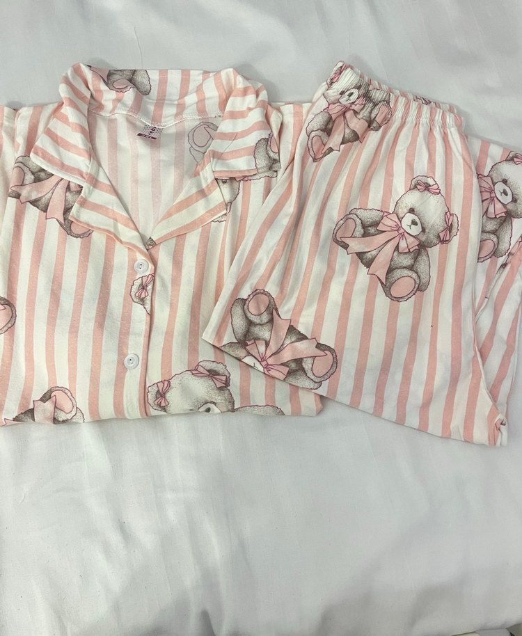 Pembe Ayıcık Desenli Uzun Kollu Kadın Pijama - Görsel 3