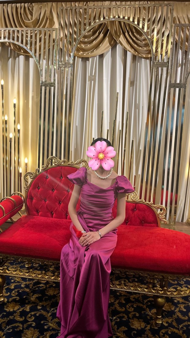 Uzun Mor Drapeli Kadın Abiye Elbise - Görsel 3