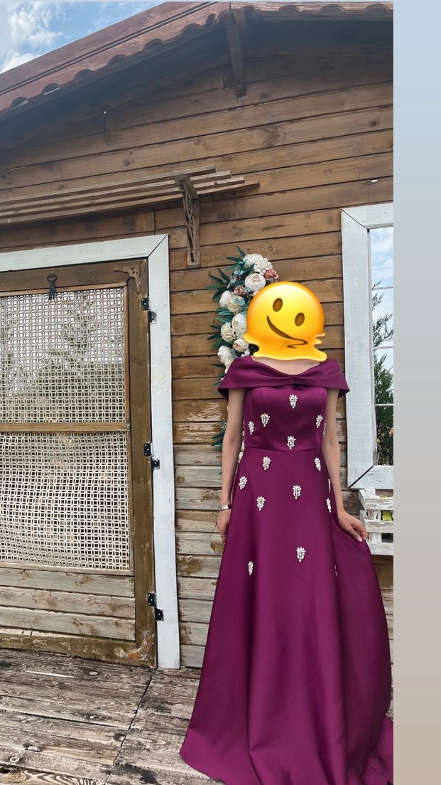 Uzun Mor Drapeli V Yakalı Kadın Abiye - Görsel 3