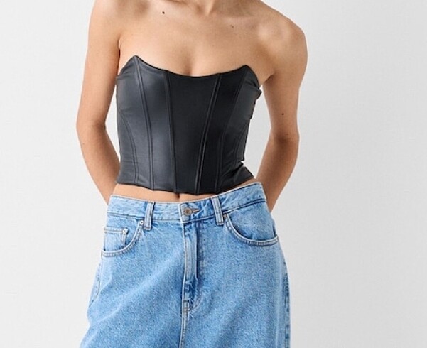 Bershka Bershka suni deri crop top