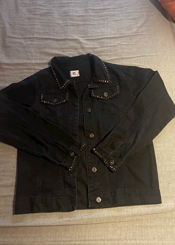 Düğmeli Siyah Kadın Denim Ceket