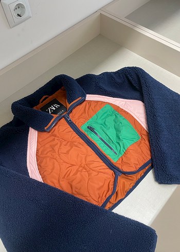 Renkli Fermuarlı Crop Kadın Ceket - Görsel 3