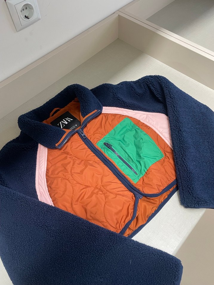 Renkli Fermuarlı Crop Kadın Ceket - Görsel 3