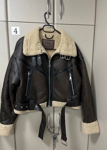 Kahverengi Deri Kısa Biker Ceket - Görsel 2