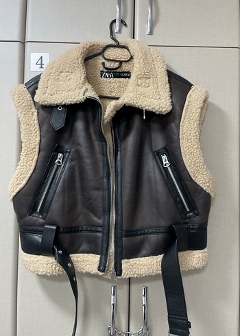 Zara kahverengi biker yelek - Görsel 4