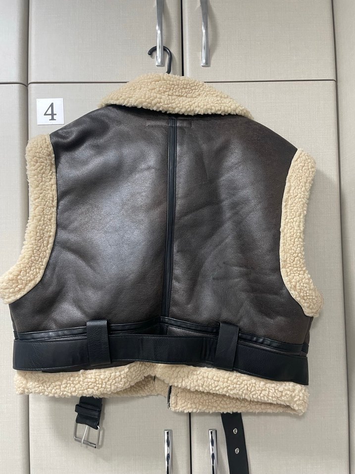 Zara kahverengi biker yelek - Görsel 3