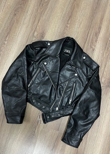 Siyah Biker Deri Kadın Ceket - Görsel 2