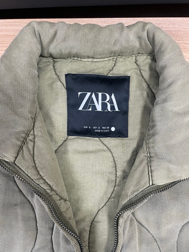 Zara haki kapitone ceket - Görsel 5