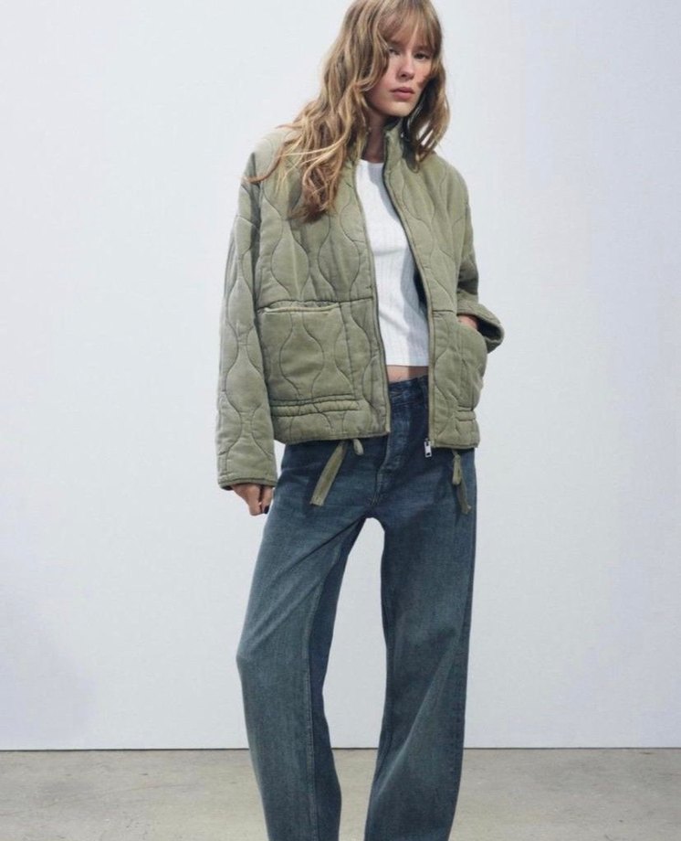 Zara haki kapitone ceket - Görsel 2