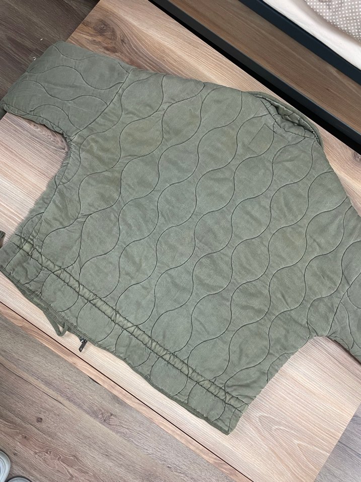 Zara haki kapitone ceket - Görsel 4