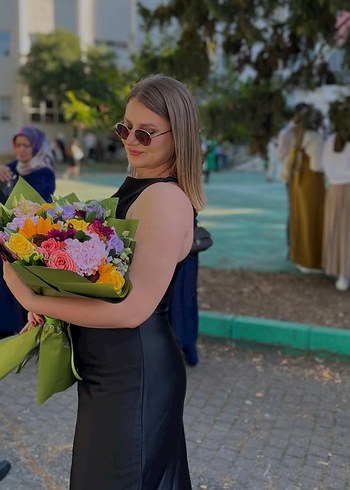 Siyah Drapeli Mini Mezuniyet Elbisesi - Görsel 2