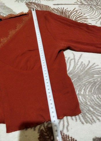 Düğmeli Uzun Kollu Kırmızı V Yaka Bluz - Görsel 6