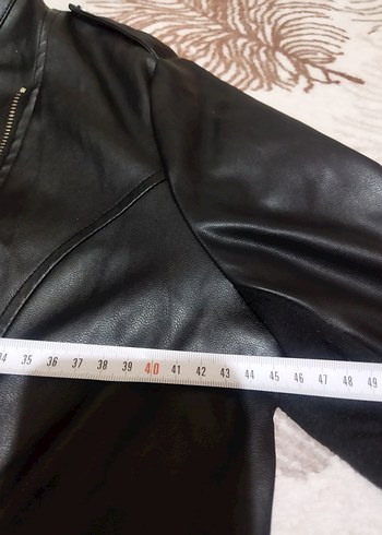 Siyah Parlak Deri Biker Ceket Kadın s beden DeFacto ölçü resmde - Görsel 2