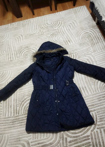 Kemerli Lacivert Kadın Uzun Kışlık Mont tekliflere açığım 44 bdn - Görsel 8