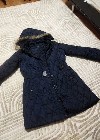 Kemerli Lacivert Kadın Uzun Kışlık Mont tekliflere açığım 44 bdn - Görsel 9