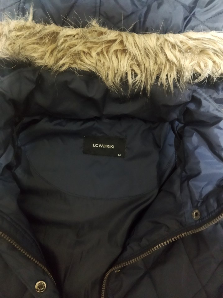 Kemerli Lacivert Kadın Uzun Kışlık Mont tekliflere açığım 44 bdn - Görsel 2