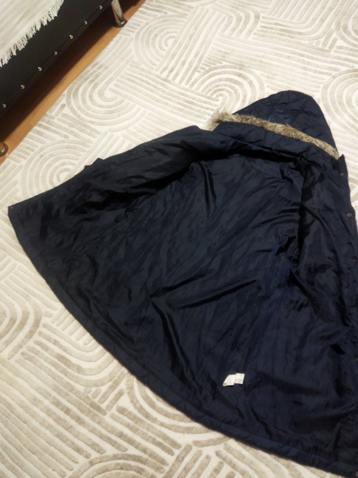 Kemerli Lacivert Kadın Uzun Kışlık Mont tekliflere açığım 44 bdn - Görsel 3