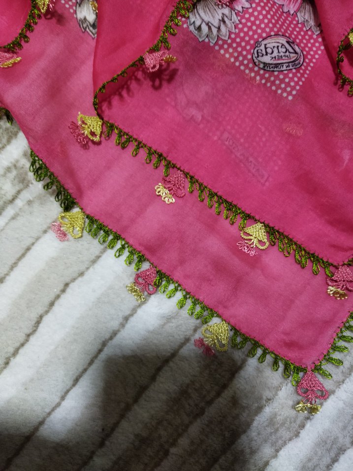 iğne oyası 2 adet aynı yazma ve oya yapılıdır - Görsel 3