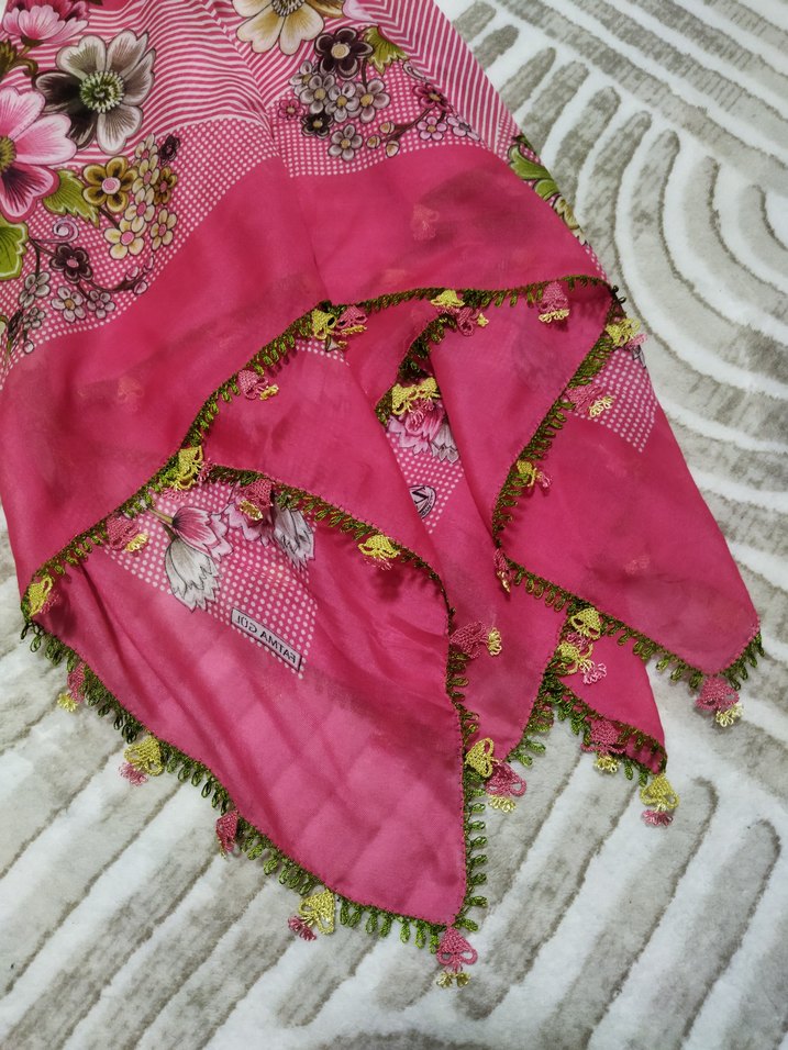 iğne oyası 2 adet aynı yazma ve oya yapılıdır - Görsel 2