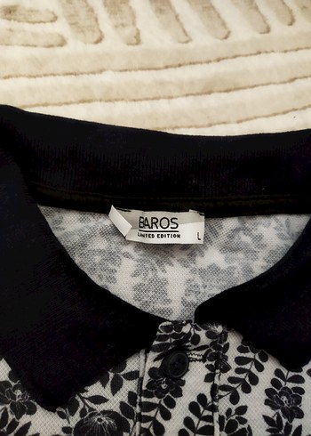 Gri Desenli Kısa Kollu Polo Tişört L beden - Görsel 3