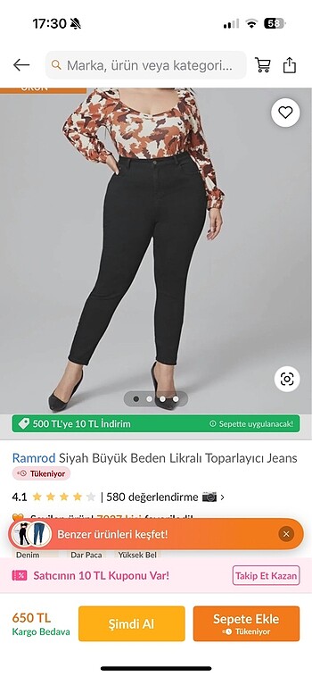 Büyük beden siyah jean
