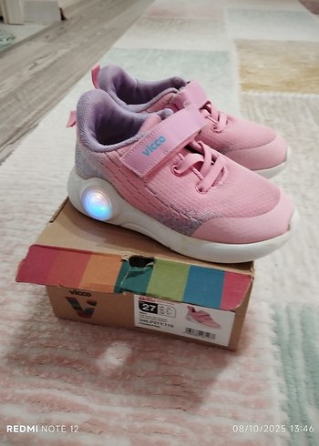 Kız Çocuk Pembe Işıklı Spor Ayakkabı Velcro - Görsel 2