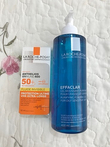 La roche posay yüz temizleme jeli ve renksiz güneş kremi