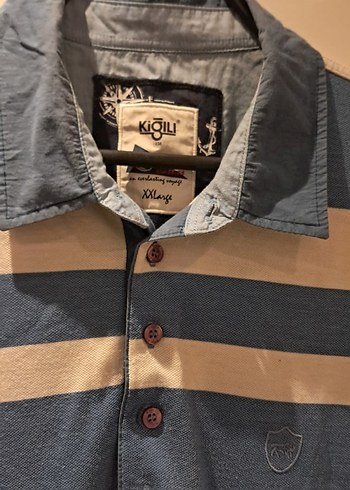 Kiğılı Erkek Polo Yaka T-Shirt | Mavi Beyaz Çizgili | Orijinal - Görsel 4