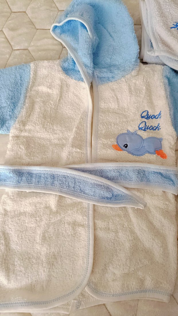 Nakışlı Mavi Erkek Çocuk Bornoz ve Havlu Seti - Görsel 2