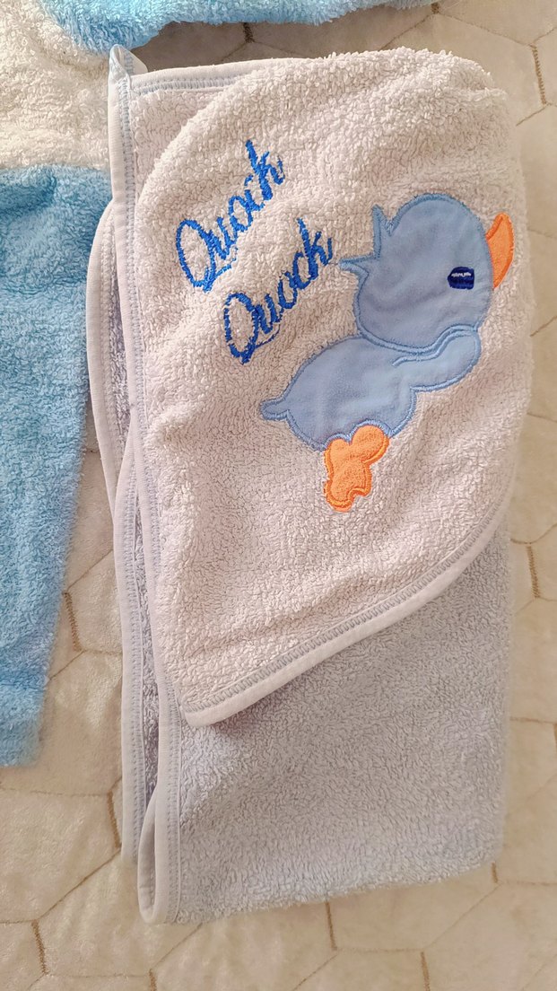 Nakışlı Mavi Erkek Çocuk Bornoz ve Havlu Seti - Görsel 4