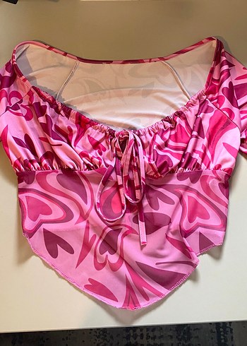 Pembe Bağcıklı Drapeli Mini Büstiyer