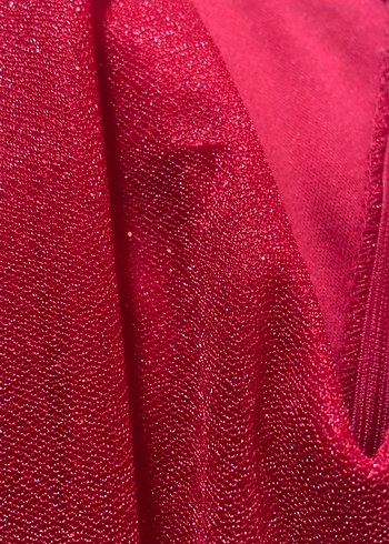 Klasik Şıklık Kırmızı Midi Abiye Elbise - Görsel 7